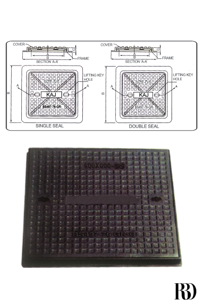 Cast iron single seal solid top manhole cover